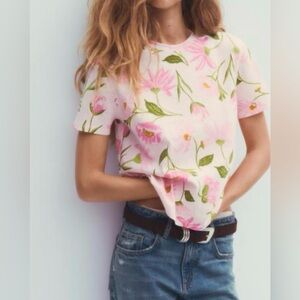 Zara Pink Floral Short Sleeve Tee